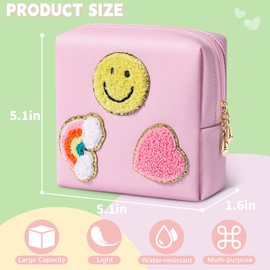 SIDESUGAR Cute Small Makeup Bag Soft PU Leather Cosmetic Bag for Women Travel Make Up Pouch for Purse Mini Cosmetic Pouch Organizer with Zipper - Blue