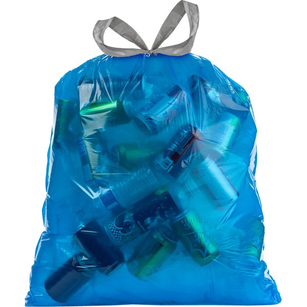 Ultrasac 13 Gallon 0.7 MIL Blue Drawstring Trash Bags - 24" x 27" - Pack of 60 - For Home, Kitchen, Bathroom, & Office