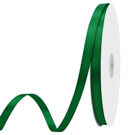 Maclemon Forest Green Double Satin Ribbon 3/8 inches x 100 Yards Solid Colour Ribbon For Gift Wrapping Craft Sewing Hair Accessories Balloons Birthday Parties Wedding Decorations And More