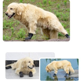 VIZAUZIE Dog Shoes, Paw Protection, Rain Protection, Dog Boots, Waterproof for Pets, Small, Medium and Large Dogs, 4 Pieces, Grey, S