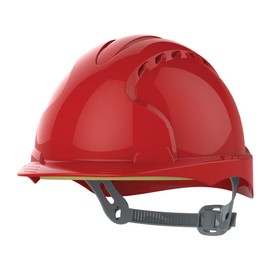 JSP EVO3 HDPE Safety Helmet for Construction/Building with OneTouch Slip Ratchet Red Vented (AJF160-000-600)
