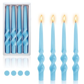 Swirl Candlesticks Spiral Taper Candles,Gedengni Set of 4 Blue Candle Stick Long Tapered Candle Twisted Candles for Anthropologie Home Décor Weddings Holiday Women Gifts (Light Blue, 23D4PC)