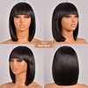 ToyoTress Black Bob Wig With Bangs - 12 Inch Short