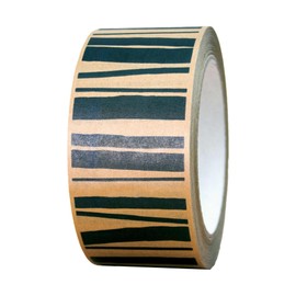 INKKIN Striped Pattern Paper Packing Tape (50mm) (Black/Brown)