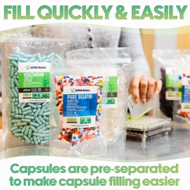 XPRS Nutra Gelatin Size 4 Separated Capsules - 500 Count Clear Small Empty Capsules Separated in Bags - DIY Fillable Pill Caps - Size 4 Gel Do-It-Yourself Vitamin and Supplement Filling