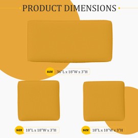 Pakunoda 3 Pack of Outdoor Seat Cushion Replacement Set Suitable for 4 Pieces of Wicker Rattan Furniture Terrace Guest Set Sofa Chair (36x18x2, 18x18x2), Only Cover