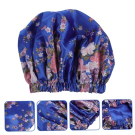 CHILDWEET Satin Bonnet Sleep Cap Large Silk Sleeping Cap Soft Breathable Non-Slip Blue