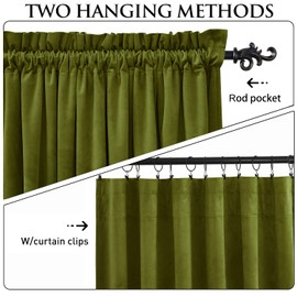 StangH Olive Green Velvet Curtains Light Blocking Bedroom Window Drapes Privacy Thermal Insulated Panels for Living Room Christmas Decor, W52 x L84, 2 Panels