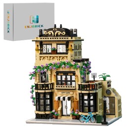 ENJBRICK Flowers City Coffee Shop Building Set for Adutls,Architecture Building House Kit for Boys and Girls 8-14 Years 1443pcs