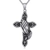 SILBAZ Lord's Prayer Praying Hands Cross Necklace Cross Necklace Crucifix