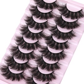 alicrown False Eyelashes Thick 20MM Lashes Fluffy Volume 3D Fake Eyelashes Dramatic Full Long Faux Mink Eye Lashes Pack 8 Pairs Big Curly False Lash, Black 16 count