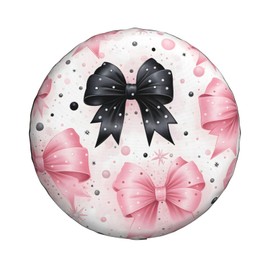 YPPAHHHH Spare Tire Cover Pink Bow Polka Dots Tire Cover 17 Inch Wheel Covers for Rv Trailer Jeep SUV Truck Camper Vehicles Dust-Proof Waterproof Tire Protectors