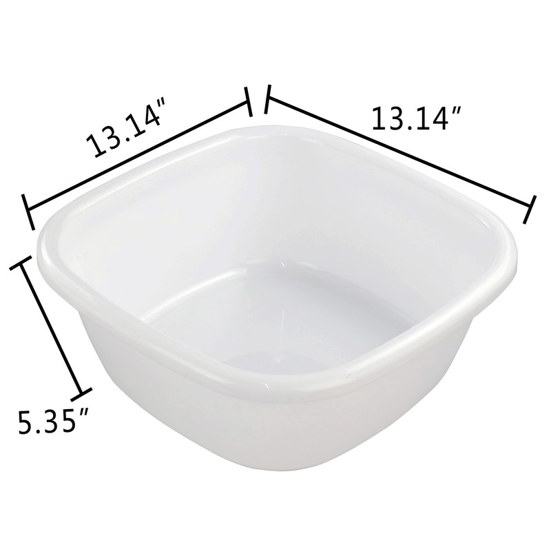 Eagrye 4-Pack 12 Quart Plastic Dishpan/Wash Basin, White