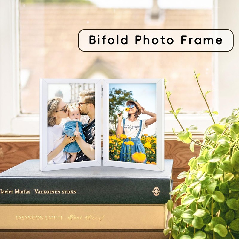 SNXJWA 8x10 Picture Frames Double White Photo Frame Folding Vertical