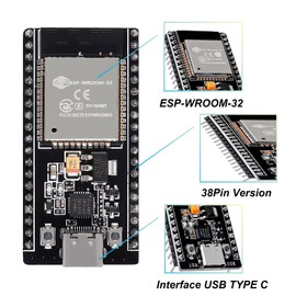 iHaospace 2 x ESP32 USB C ESP32-WROOM-32 38 Pin Development Board CP2102 Nodemcu Development Board 2.4GHz Dual Mode Processor Microcontroller Dual Core WiFi+Bluetooth Compatible with Arduino
