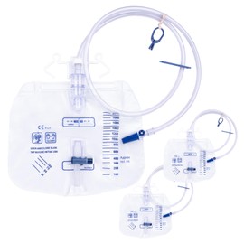 DOKIBI Catheter Bags, 2000ml Urine Bags for Men, Urinary Drainage Bag with Enhanced Anti-Reflux Chamber, 48” Thickened Drainage Tube, Adjustable Clips & Hanging Hook, 3 Pack