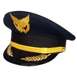 [cnstone] Pilot Hat, Hat, Eagle Badge, Embroidered, Costume Accessory, Kids, Unisex, Captain, Aviation, Airplane, Co-pilot Hat, Navy Captain, Uniform Hat, Prop, Event Supplies (Navy Hat (Gold Badge