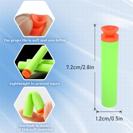 SYNTHORA 100 Refill Pack Foam Darts with Suction Cup, 2.8 Inch EVA Foam Bullets, Durable Foam Bullets for Elite Blaster (Midori)