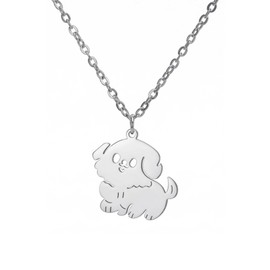 EUEAVAN Halskette mit süßem Katzenpfotenabdruck, Edelstahl, Gedenkgeschenk, Geschenk für Hundebesitzer, M, Edelstahl (silber)