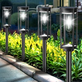 COXSENI Solar Pathway Lights Outdoor 6 Pack, Bright Solar Path Lights Outside Waterproof, Solar Powered Landscape Light for Walkway Driveway Lawn Patio Sidewalk Garden Yard, Cool White