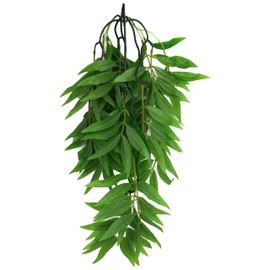 Komodo Reptile Terrarium Bamboo Hanging Vine Plant | Artificial Climbing Tank Habitat Decoration Accessory with Suction Cup, Small, 16 inches
