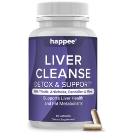 Happee Liver Cleanse Detox & Repair Supplement with Milk Thistle Extract - Flush Toxins & Renew Health - Vegan, Made in USA, 60 Capsules