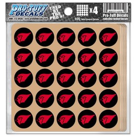 Cardinal Award Decals 20-mil Thick mil Vinyl 1-1/8" Diameter (100 Decals) Professional-Grade Football Hockey Baseball Softball Lacrosse (Red on Black)