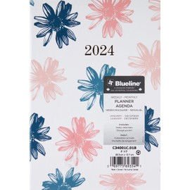 Blueline 2024 CoilPro Passion Weekly/Monthly Planner, 12 Months, January to December, Gold Twin-Wire Binding, 8" x 5", Bilingual (C34001C.01B-24)
