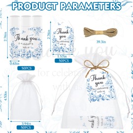 50 PCS Baby Shower Favors Lip Balms for Guests,Baby Shower Games Favors Boys Girls Neutral Gender Reveal Favors with Thank You Card Tags Baby Shower Decorations Blue Flower