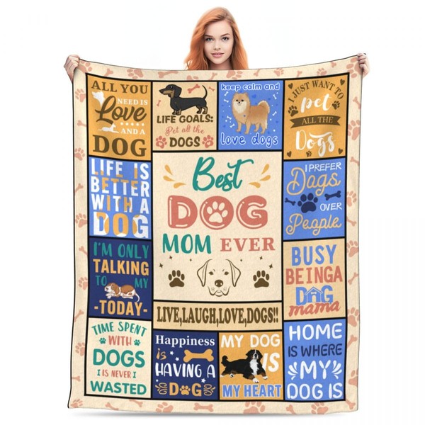 Dog Mom Blanket for Women, Soft & Cozy Blanket for