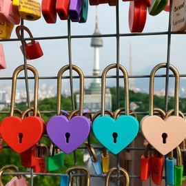 Namsan Tower Love Heart Padlock - Couple's Romantic Anniversary Token Pink - 1 pc