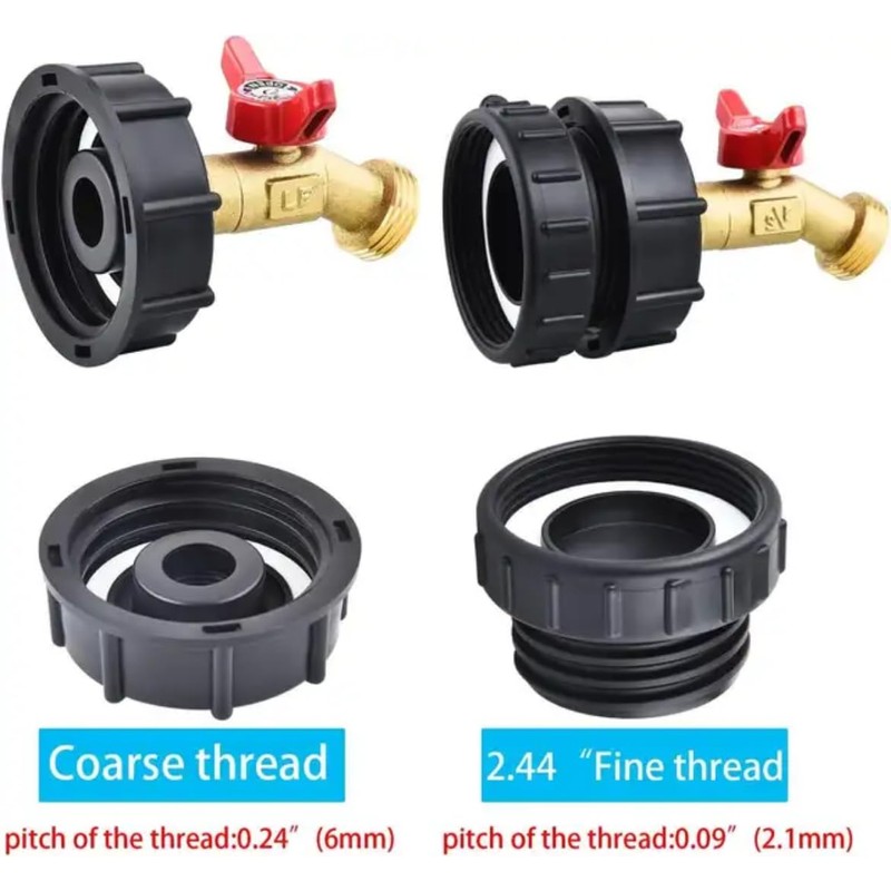 Tote to Garden Hose Adapter, 2-inch Fine/Coarse Thread Compatible, 3/4-inch