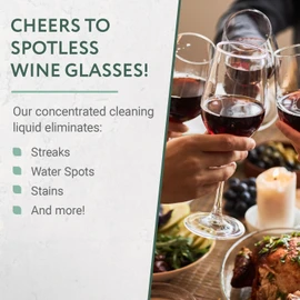 IMPRESA Concentrated Liquid Wine Glass Cleaner - 8 Fl Oz, Unscented Streak-Free Water Spot Removal & Cloudy Glassware Cleaner - Unscented Odor-Free Cleaning & Wine Glass Soap