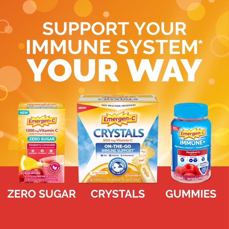 Emergen-C Citrus-Ginger Fizzy Drink Mix, Turmeric and Ginger, Immune Support,