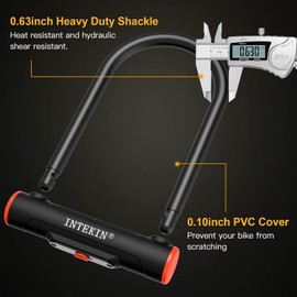 INTEKIN Bike U Lock Heavy Duty Bike Lock Bicycle Lock, 16mm U Lock and 3ft Length Security Cable with Sturdy Mounting Bracket for Bicycle, Motorcycle and More