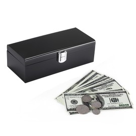 BTSKY Lockable Cash Box Small Cash Safe Box for Money, Coin, Bills, Invoice (Black, 7 x 3.1 x 2.2 inches)