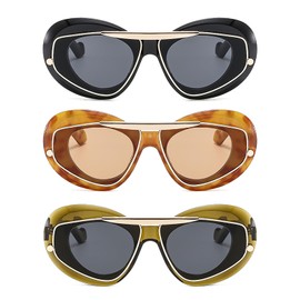 laureles 3Pack Mix Oversized Cat Eye Women Sunglasses Vintage Leopard Gradient Shades UV400 Men Sun Glasses, 3pack Mix, X