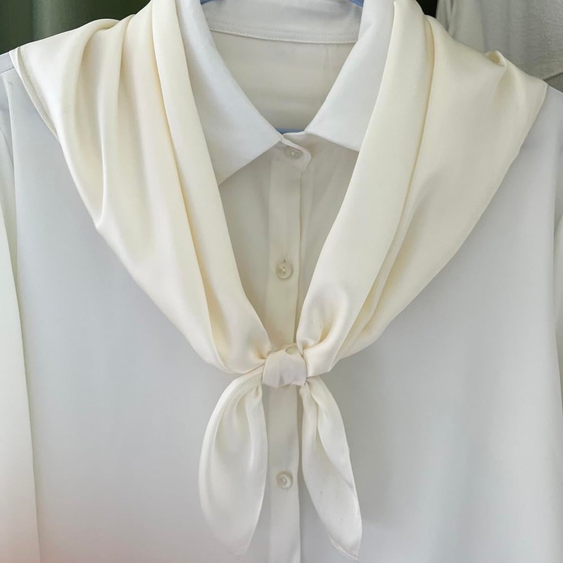 Silk Head Scarf for Women Satin Neck Scarves Square Solid