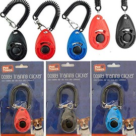 Dog sound stop barking training whistle round dog clicker Dog Training Clickers Pet Training Clickers Training Tool with Wrist Strap For Dog (Black)
