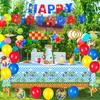 Hedgehog Birthday Party Decorations HappyBirthday Banner Tablecloth Balloons Hanging Swirls