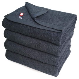 Imabari Towel, Commercial Use, Face Towel, 4-Piece Set, M-Color, 13.4 x 33.9 inches (34 x 86 cm), For Beauty Salon Use, 100 Colors, Lightweight and Thin (No.02 Dark Gray) mc-ft4