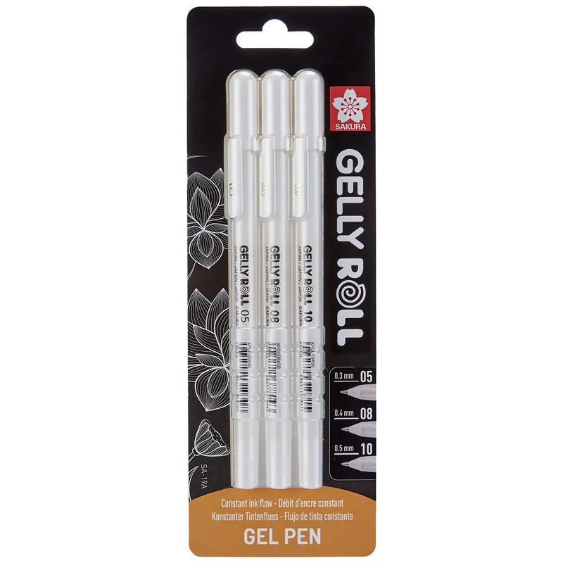 SAKURA 05/08/10 Gel Pen - Bright White Ink - Blister