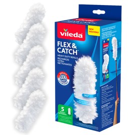 Vileda Flex & Catch Heavy Duty Duster Refills (5 Count) | Disposable Duster Refill with Cleaning Fibres Made of 100% Recycled Materials | Traps 3X More Dust Than Traditional Feather Duster