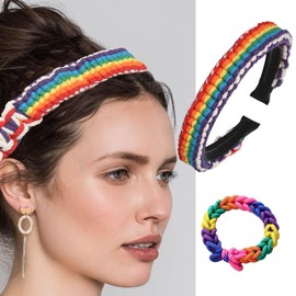 Sinalty Boho Rainbow Headbands Colorful Knitted Hairbands with Stretch Hair Ties African Hair Accessories for Women and Girls (Stylish)