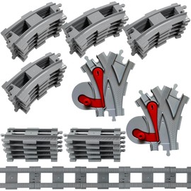 Building Blocks Train Rails, City Railway Rail Set, Consisting of Curved Rails, Straight Track, Soft, Railway Accessories Compatible with the Market Leader (32 Pieces)