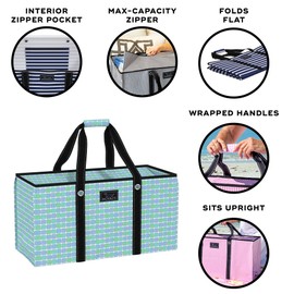 SCOUT Errand Boy - Extra Large Lightweight Utility Tote with Breakaway Zipper - Collapsible Grocery and Market or Beach Tote
