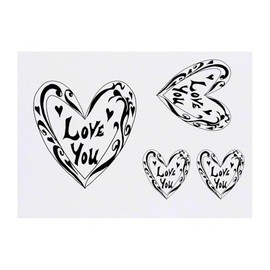 4 x 'Love Heart' Temporary Tattoos - Water Resistant, Skin-Safe, Non-Toxic Transfers, Mixed Sizes (TO00081096)