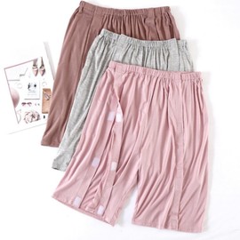 Aylashine Women’s Bedridden Patient Pants,Tear Away Pants with 2 Sides Magic Stickers for Post-Surgery Pink Short (L)