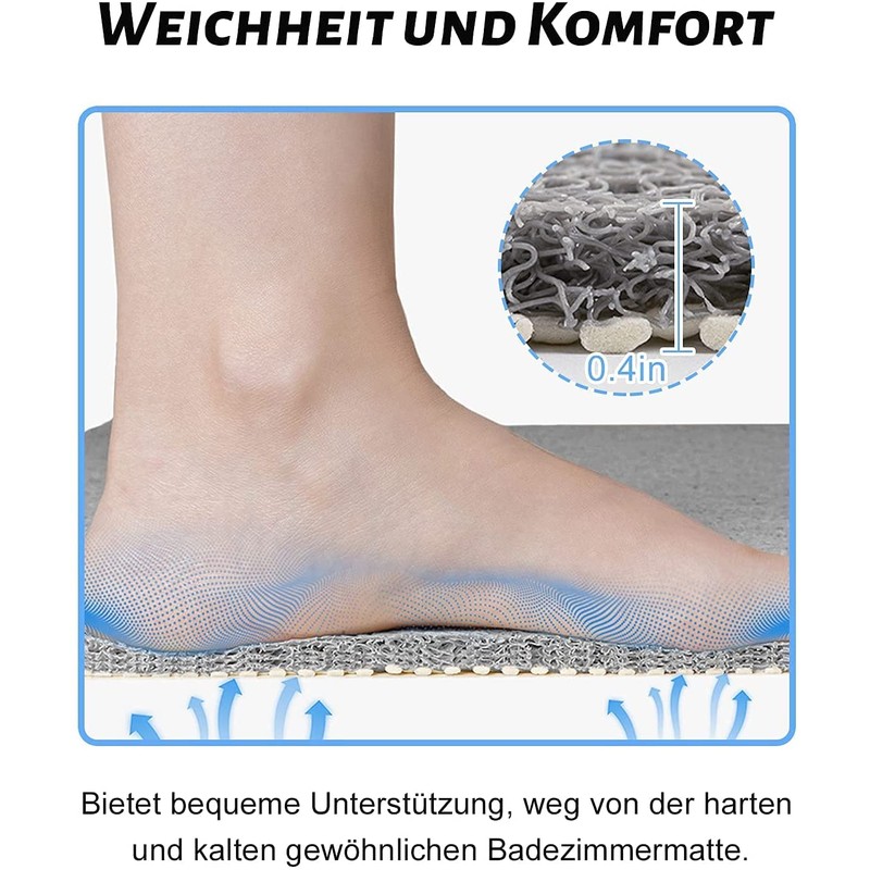 Non-Slip Triangular Shower Mat, 60 x 60 cm, Soft Comfort