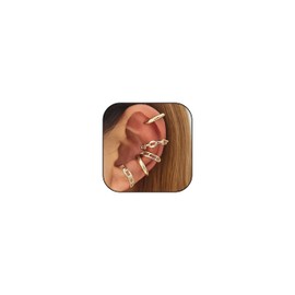 4/5 Pcs Gold Ear Cuff Set for Women Gold Clip on Earrings Non Piercing Golden Hollow Ear Cuffs Trendy Non Pierced Cuff Earrings Ear Clip on Cartilage Earring Jewelry Set for Gifts